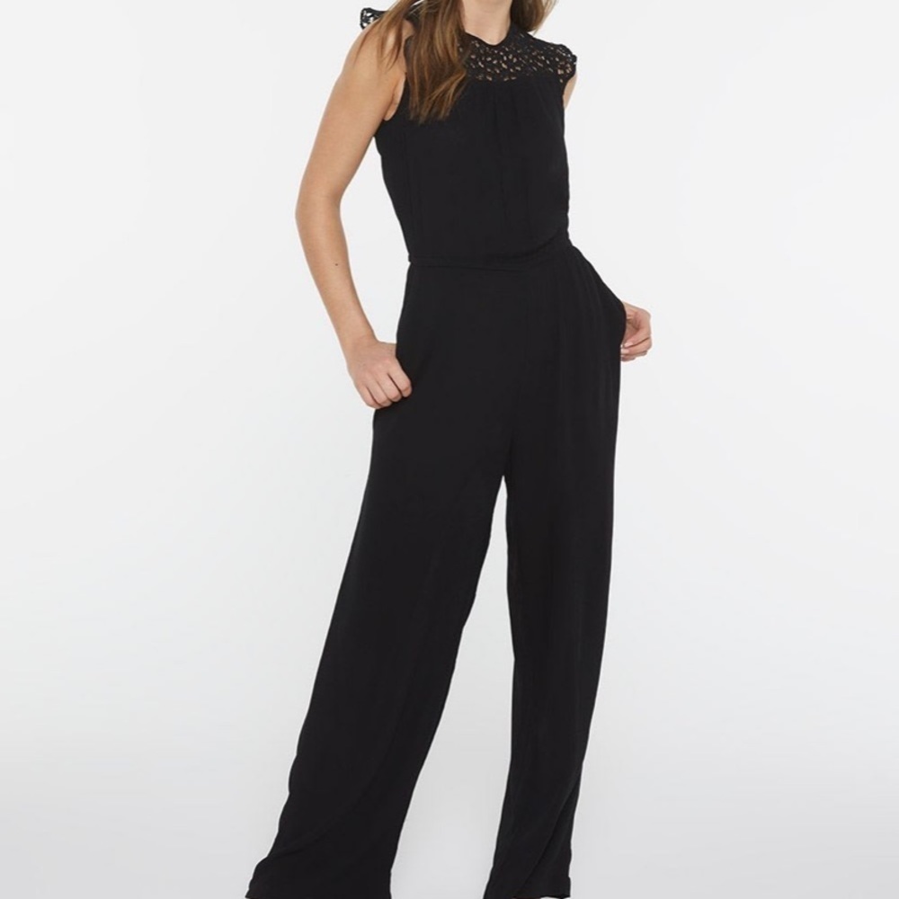 Flutter Sleeve Jumpsuit with Crochet Details
